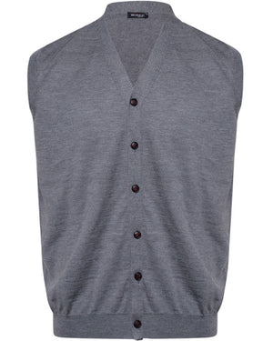 Grey Full Button Knit Vest