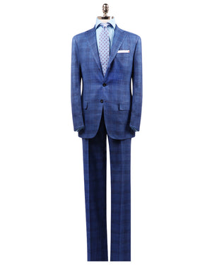 High Blue Tonal Plaid Suit