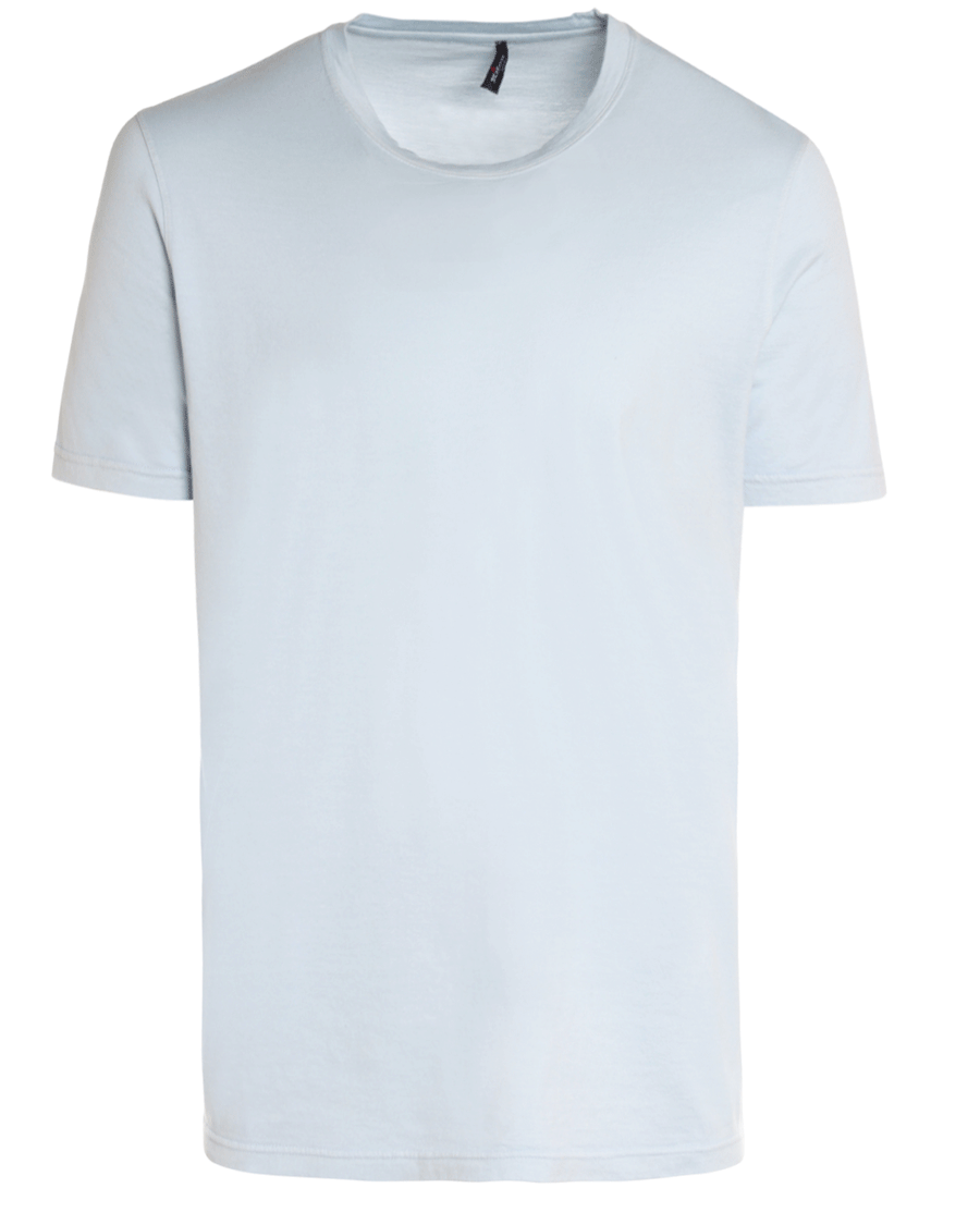 Light Blue Cotton Blend Short Sleeve T-Shirt