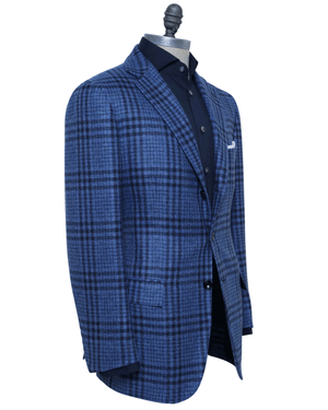 Light Blue with Navy Windowpane Cashmere Sportcoat