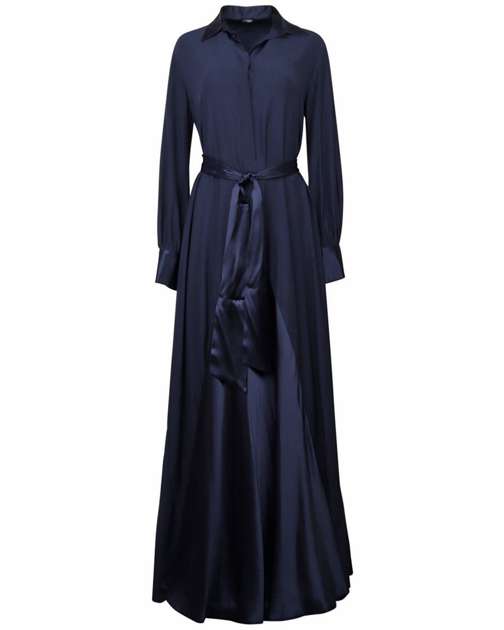 Navy Belted Maxi Dress