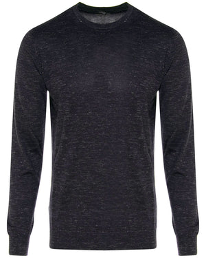 Navy Heathered Crewneck Sweater