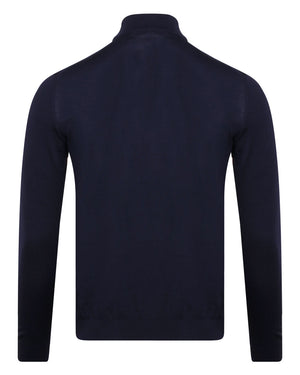 Navy Mock Neck Knit Sweater