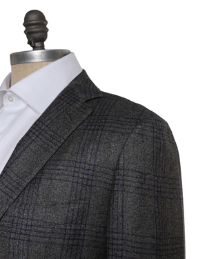 Navy Plaid on Grey Cashmere Suit