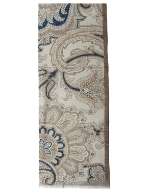 Navy and Beige Paisley Scarf