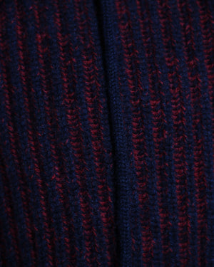 Navy and Berry Cashmere Ribbed Full Zip Hoodie