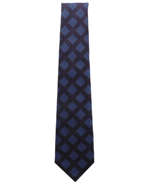 Navy and Blue Striped Diamond Silk Tie