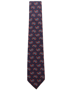 Navy and Maroon Paisley Dotted Tie