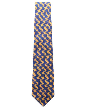 Navy and Orange Exploded Houndstooth Silk Tie