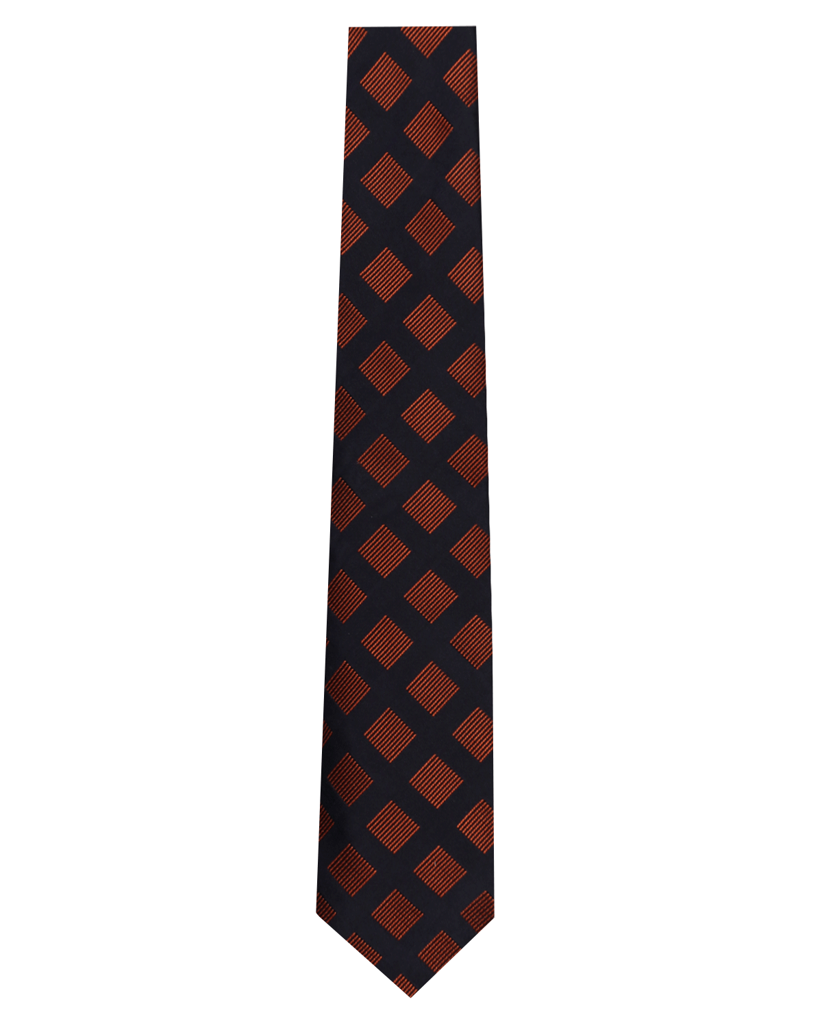 Navy and Orange Striped Diamond Silk Tie