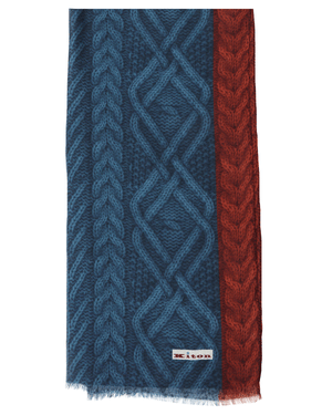 Navy and Red Braided Motif Scarf