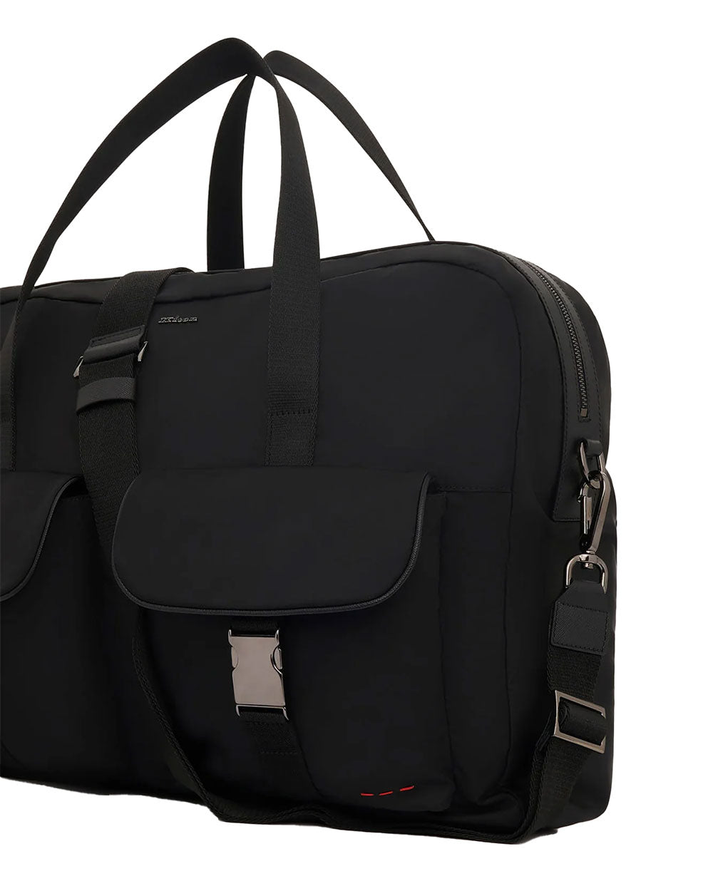 Nylon Overnight Duffle Bag in Black