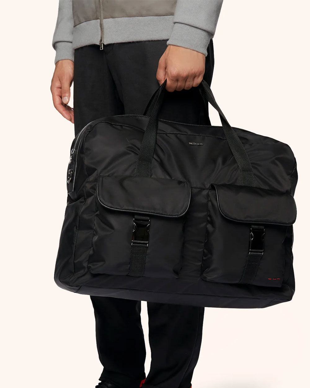 Nylon Overnight Duffle Bag in Black