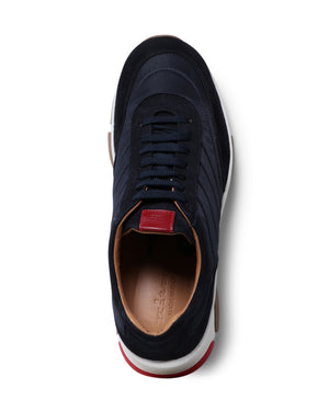 Nylon and Suede Laceup Sneaker in Navy