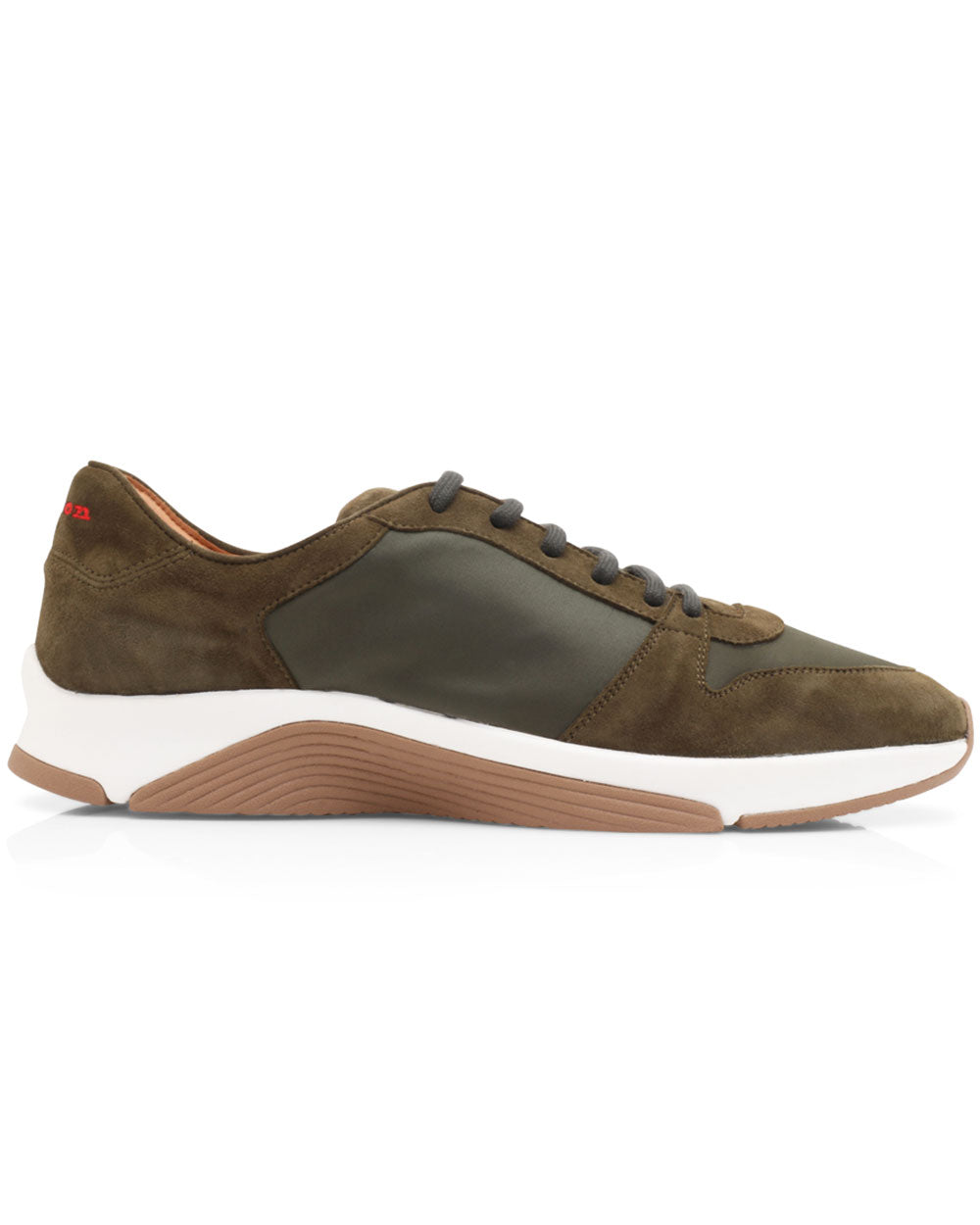 Nylon and Suede Sneaker in Olive