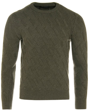 Olive Cable Crewneck Sweater