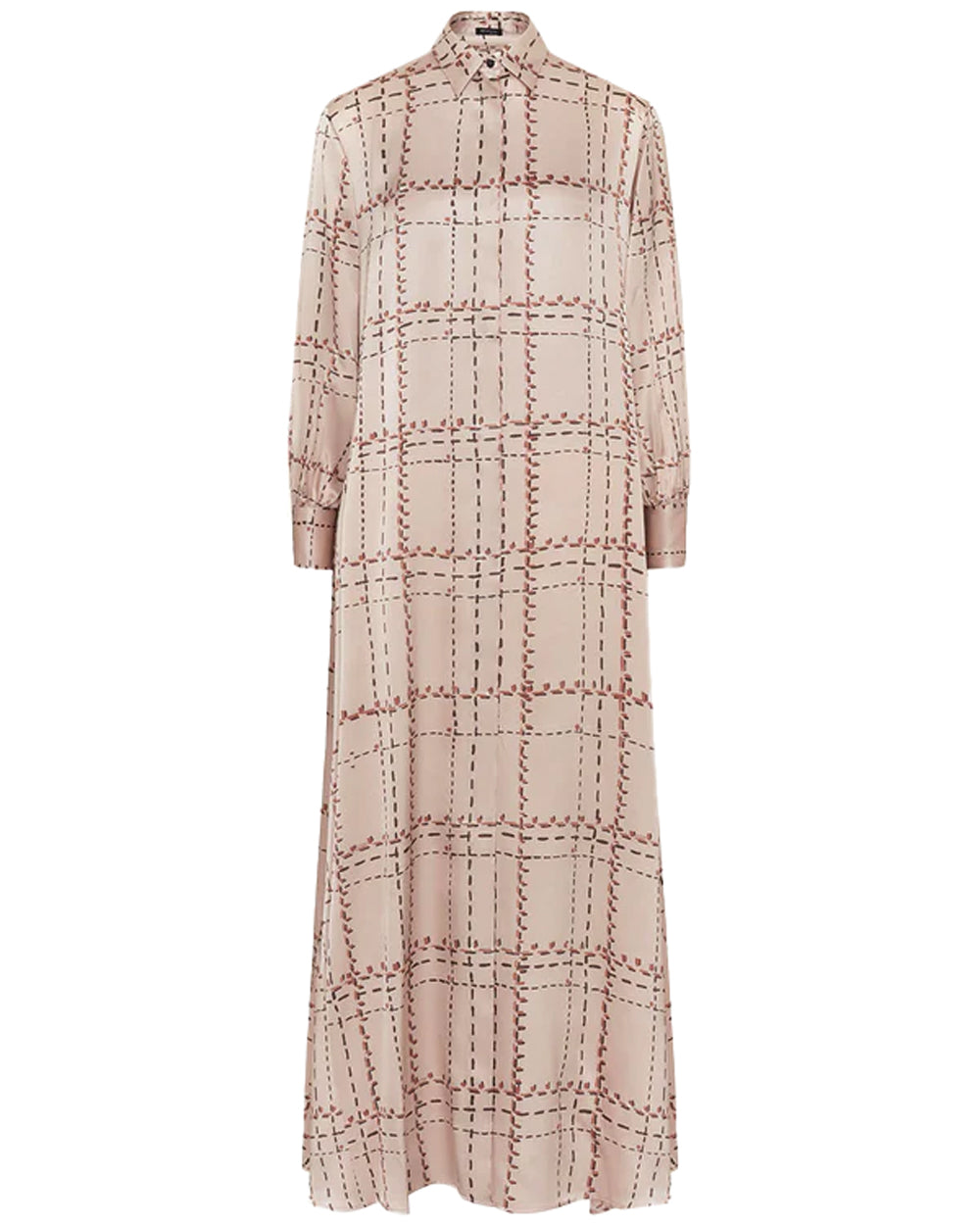 Powder Pink Windowpane Check Maxi Dress