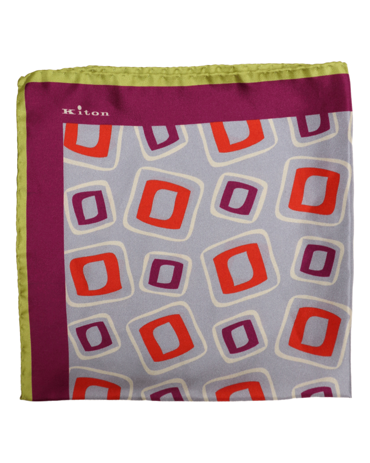 Purple and Red Geometric Silk Pocket Square