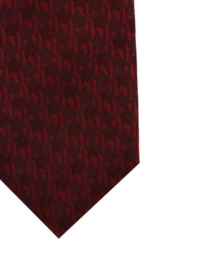 Kiton Red Melange Dotted Houndstooth Silk Tie