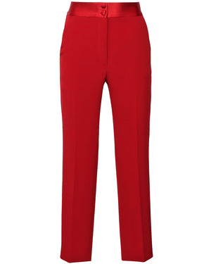 Red Straight Leg Tux Trouser