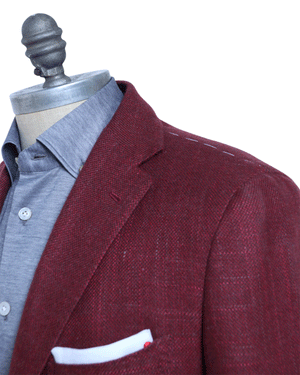 Red and Chocolate Textured Cashmere Blend Sportcoat