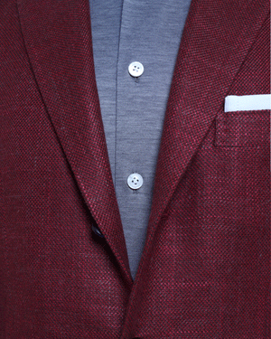 Red and Chocolate Textured Cashmere Blend Sportcoat