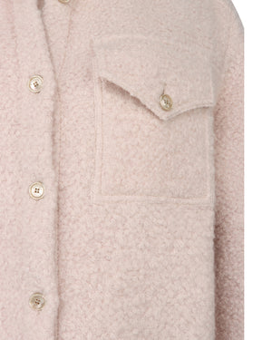 Rose Shearling Button Down Shirt Jacket