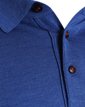 Royal Blue Cashmere Blend Long Sleeve Polo