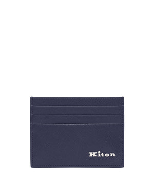 Saffiano Leather Card Holder in Navy