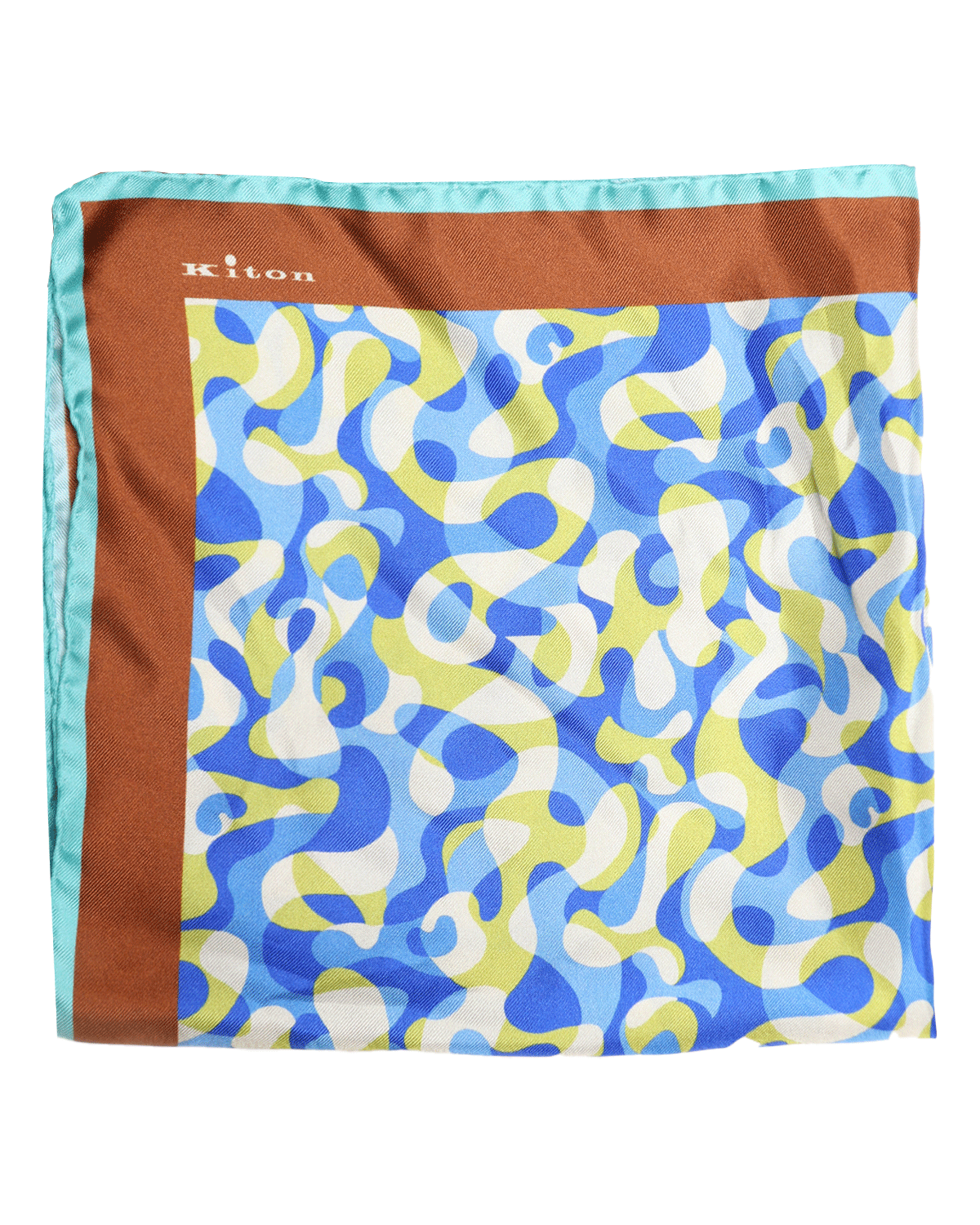 Sky Blue Gold and Beige Swirl Silk Pocket Square
