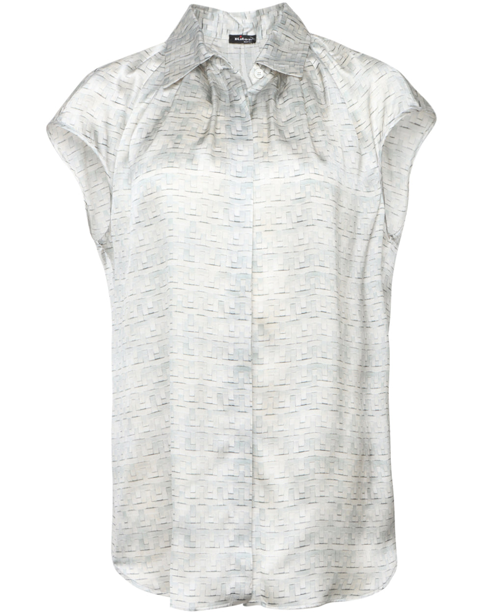 Sky Blue Woven Print Silk Shirt