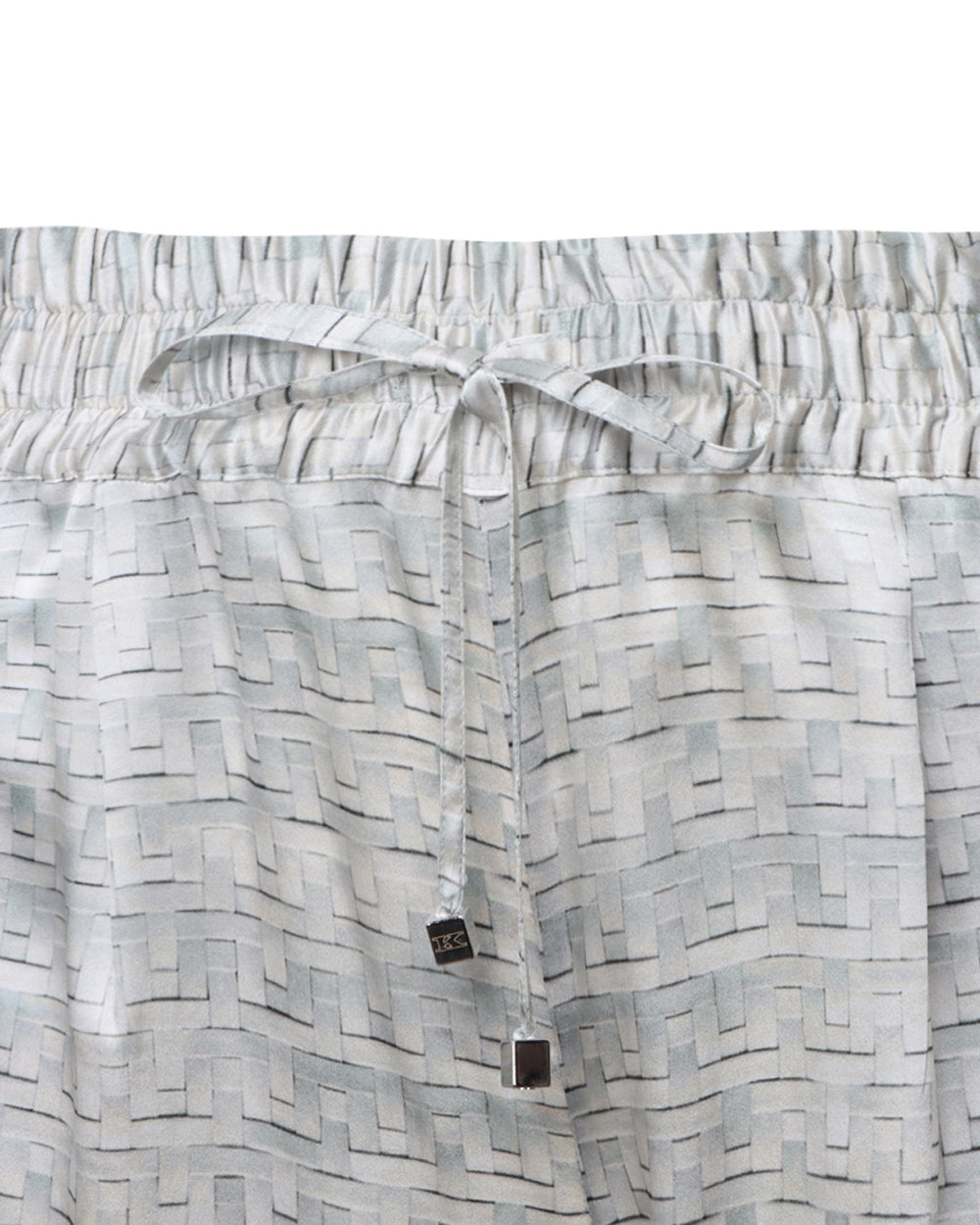 Sky Blue Woven Print Silk Trouser