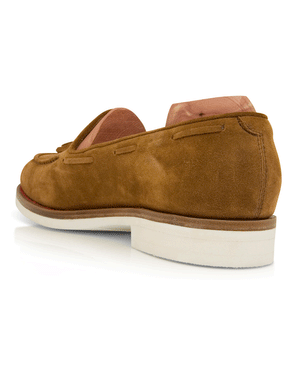 Suede Tassel Loafer in Cognac