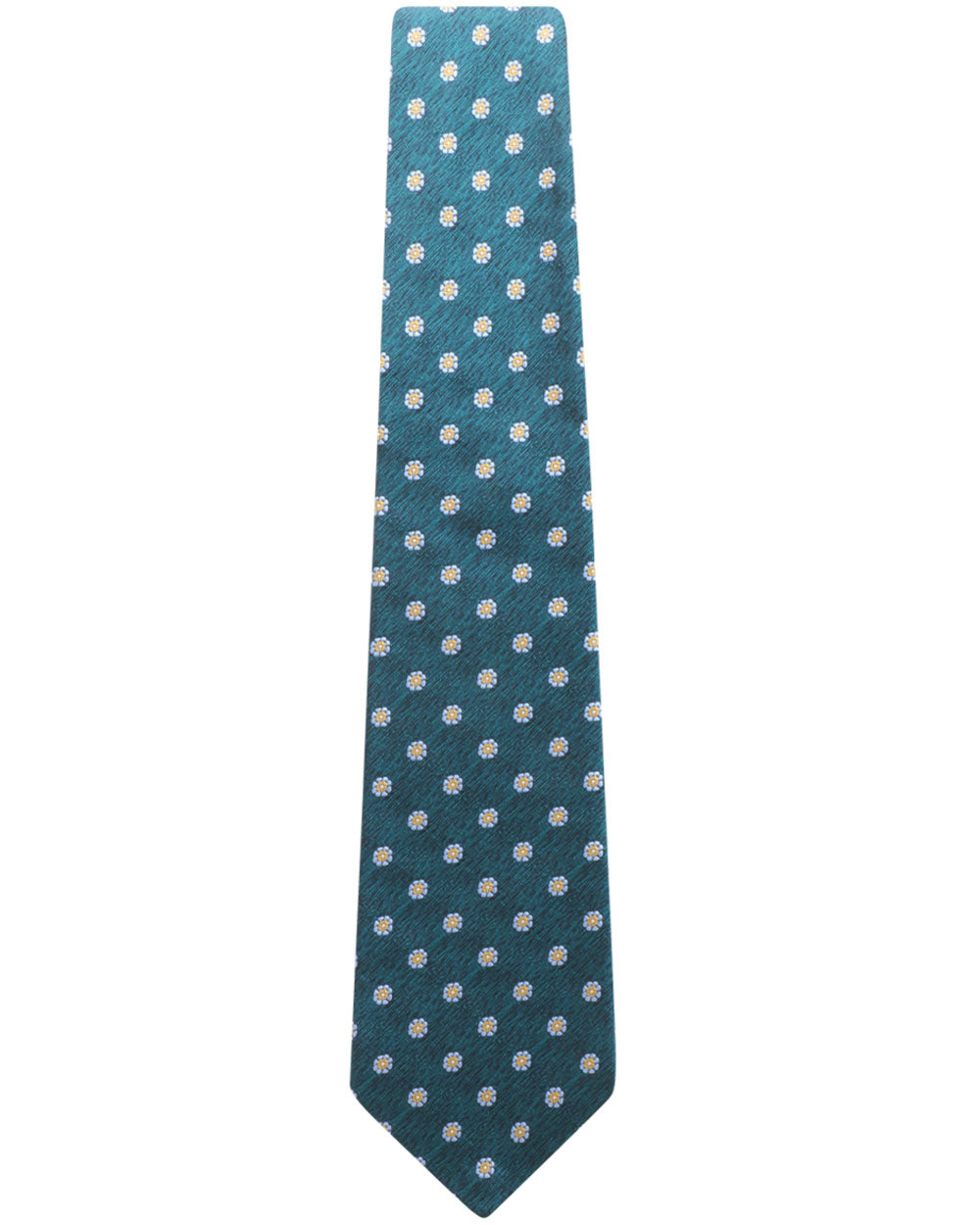 Teal and Yellow Sunflower Silk Tie