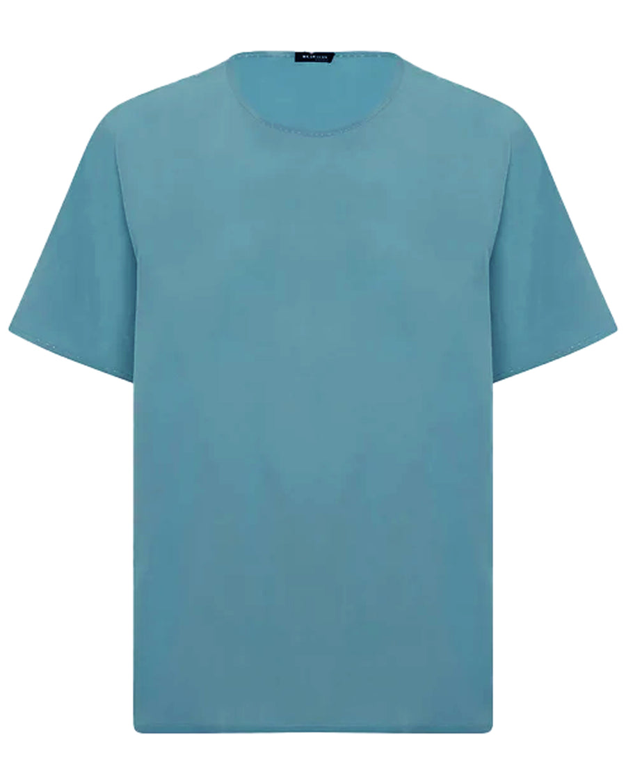 Turquoise Short Sleeve Silk Shirt