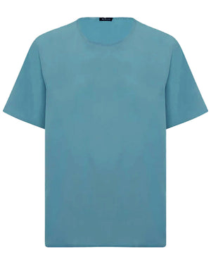 Turquoise Short Sleeve Silk Shirt