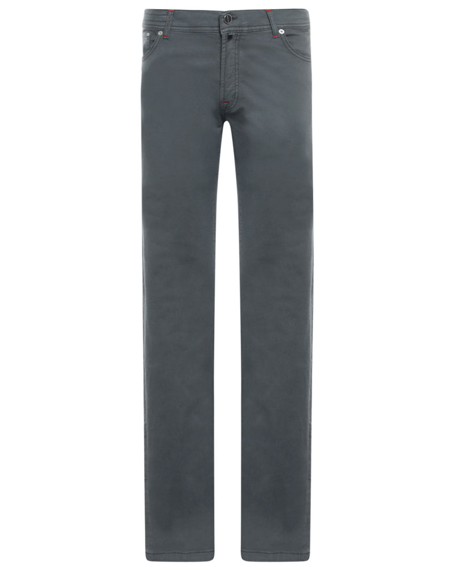 Washed Grey Cotton Blend Slim Fit Chino Pant