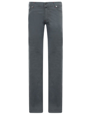 Washed Grey Cotton Blend Slim Fit Chino Pant