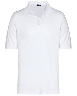 White Cotton Self Collar Short Sleeve Polo