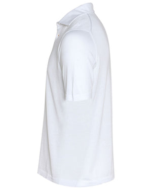 White Cotton Self Collar Short Sleeve Polo