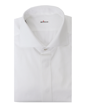 White Tonal Stripe Formal Shirt