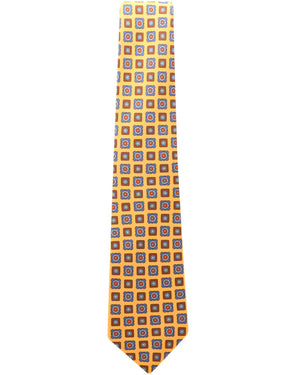 Yellow and Blue Neat Medallion Silk Tie