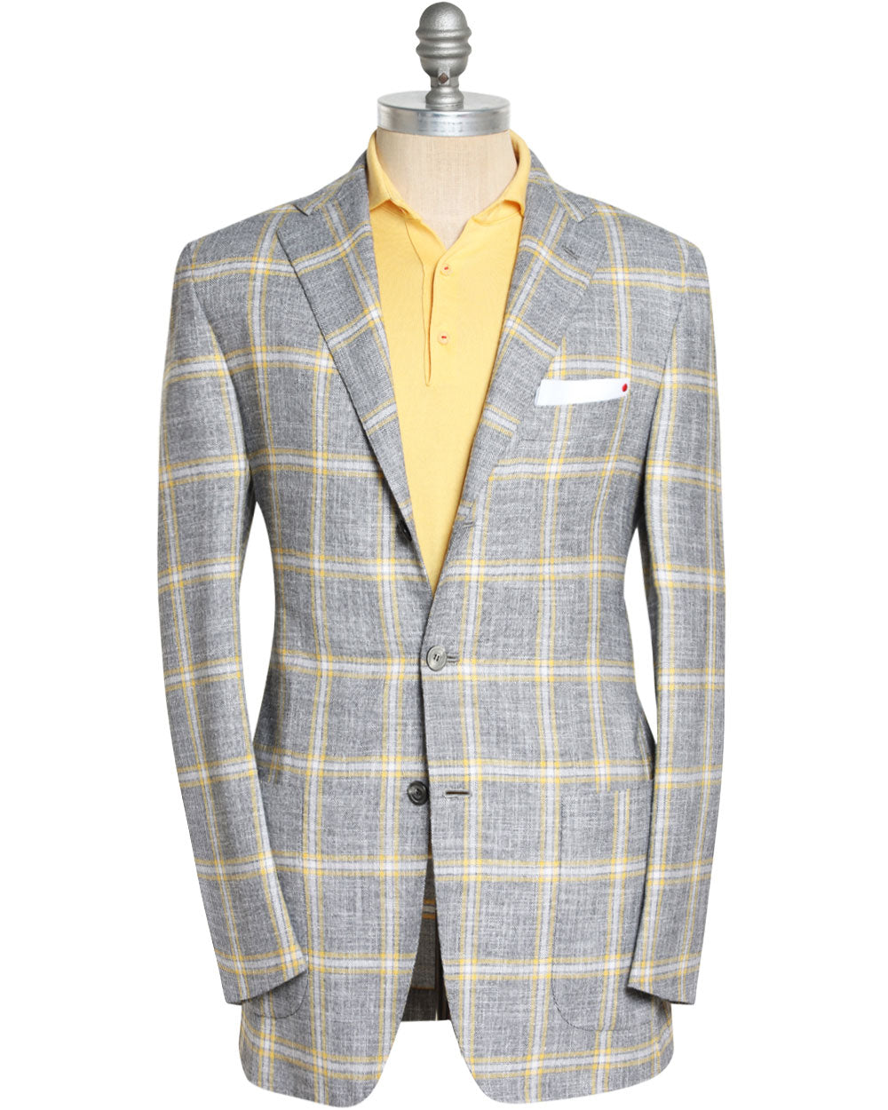 Kiton Yellow and Grey Cashmere Blend Windowpane Sportcoat – Stanley Korshak