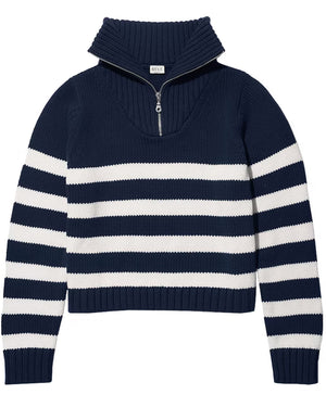 The Matey Quarter Zip in Navy and White