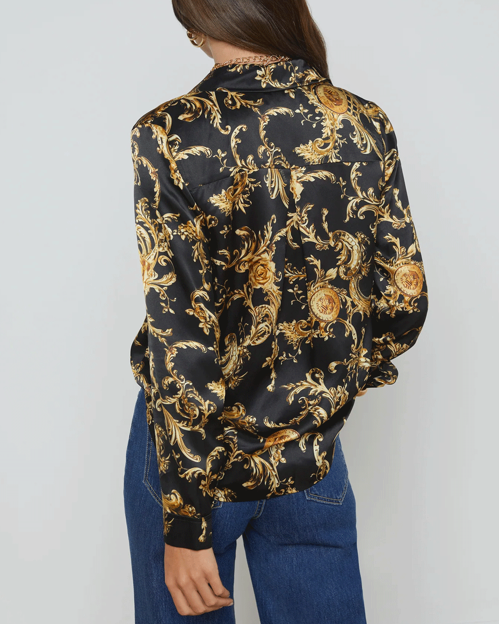 Black & Gold Barocco Swirl Tyler Blouse