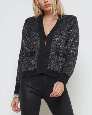 Black and Charcoal Sequin Jenny Cardigan