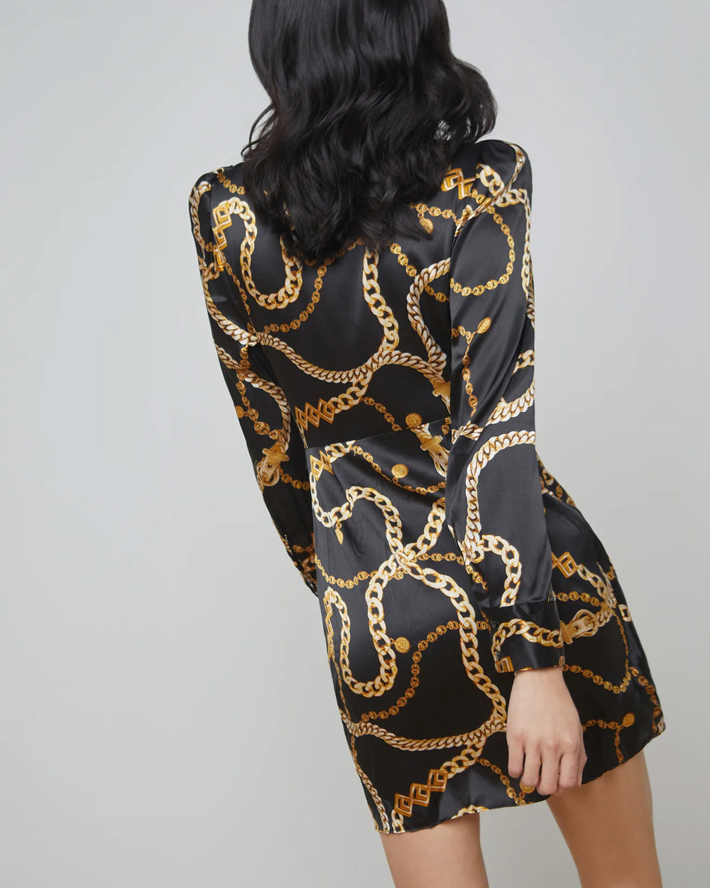 Black and Gold Clarice Buckle Wrap Dress