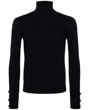Black Flora Turtleneck Sweater