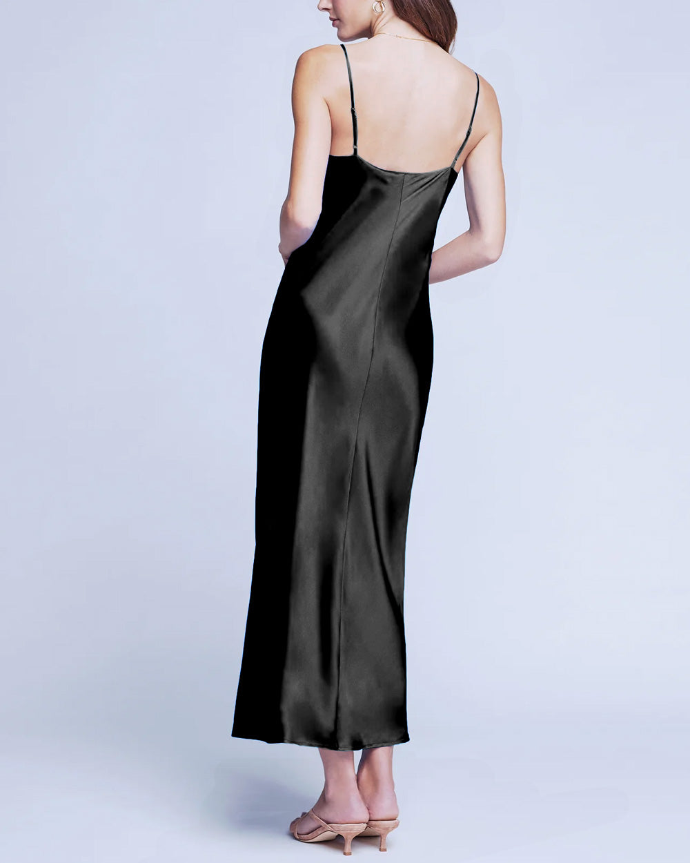 Black Seridie Midi Slip Dress