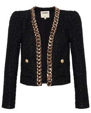 Black Tweed Greta Chain Jacket